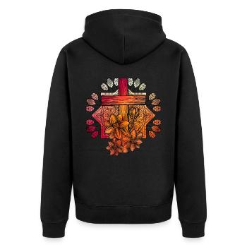 Christentum Kreuz - Unisex Premium Bio Zip Hoodie - Schwarz - Hinten - Nico (187cm)