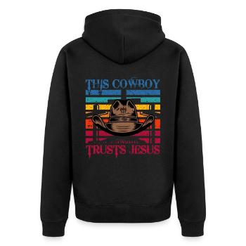 Ce cow-boy fait confiance à Jésus - Veste à capuche bio Premium Unisexe - noir - Dos - Nico (187cm)