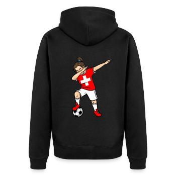Dabbing Footballeuse Filles Suisse Football - Veste à capuche bio Premium Unisexe - noir - Dos - Nico (187cm)