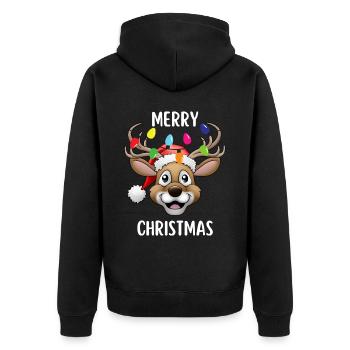Joyeux Noël Drôle de Chemise de Noël - Veste à capuche bio Premium Unisexe - noir - Dos - Nico (187cm)