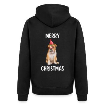 Merry Christmas Lustiges Weihnachtsshirt - Unisex Premium Bio Zip Hoodie - Schwarz - Hinten - Nico (187cm)