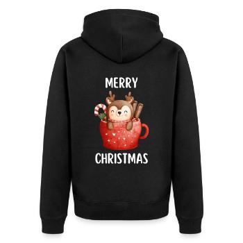 Joyeux Noël Drôle de Chemise de Noël - Veste à capuche bio Premium Unisexe - noir - Dos - Nico (187cm)