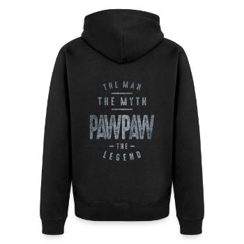 Pawpaw Der Mann Der Mythos Die Legende Papa Opa - Unisex Premium Bio Zip Hoodie - Schwarz - Hinten - Nico (187cm)