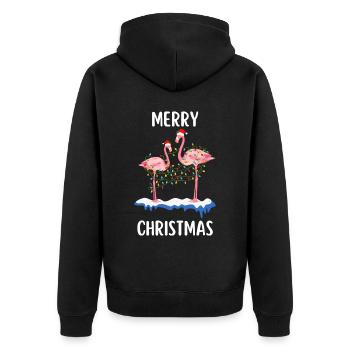 Merry Christmas Lustiges Weihnachtsshirt - Unisex Premium Bio Zip Hoodie - Schwarz - Hinten - Nico (187cm)