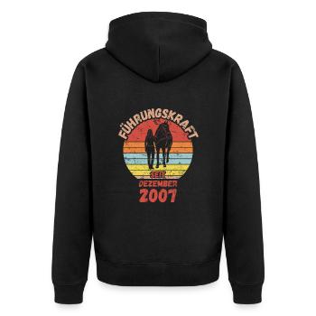 Führungskraft Reiten Geburtstag Dezember 2007 - Unisex Premium Bio Zip Hoodie - Schwarz - Hinten - Nico (187cm)