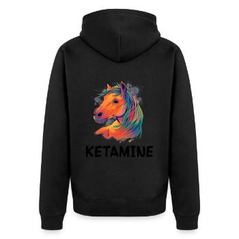 Ketamin Pferd Reiten Mädchen, Das Pony Liebt - Unisex Premium Bio Zip Hoodie - Schwarz - Hinten - Nico (187cm)