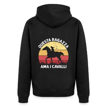 Dieses Mädchen Liebt Pferde Reiten - Unisex Premium Bio Zip Hoodie - Schwarz - Hinten - Nico (187cm)