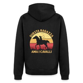 Dieses Mädchen Liebt Pferde Reiten Sonnenuntergang - Unisex Premium Bio Zip Hoodie - Schwarz - Hinten - Nico (187cm)