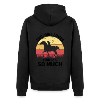 This girl loves horses so much Western culture - Unisex Premium Organic Zip Hoodie - black - Back - Nico (187cm)