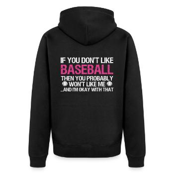 Baseball Für Baseballspieler - Unisex Premium Bio Zip Hoodie - Schwarz - Hinten - Nico (187cm)