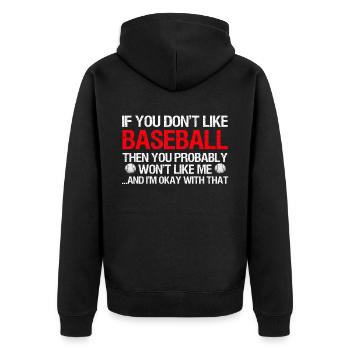 Baseball for Baseball Players - Unisex Premium Organic Zip Hoodie - black - Back - Nico (187cm)