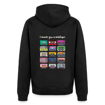 I Made You A Mixtape 80s 90s Music - Unisex Premium Bio Zip Hoodie - Schwarz - Hinten - Nico (187cm)