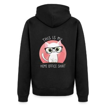 This is my home office cat - Unisex Premium Organic Zip Hoodie - black - Back - Nico (187cm)