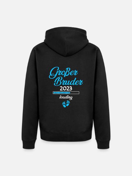 Großer Bruder 2023 Loading - Unisex Premium Bio Zip Hoodie - Schwarz