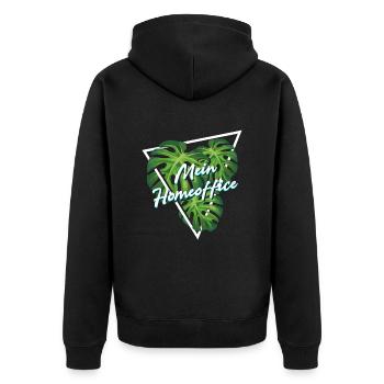 Mein Homeoffice Monstera Büro Zimmerpflanze - Unisex Premium Bio Zip Hoodie - Schwarz - Hinten - Nico (187cm)