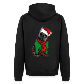 Bulldog avec chapeau de Noël costume de Noël - Veste à capuche bio Premium Unisexe - noir - Dos - Nico (187cm)