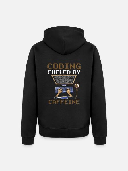 Programming powered by caffeine coding - Unisex Premium Organic Zip Hoodie - black