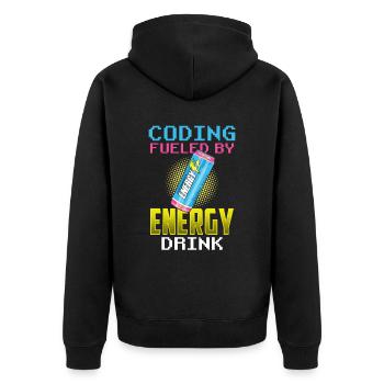 Programmation avec le code de codage Energydrinks Coder - Veste à capuche bio Premium Unisexe - noir - Dos - Nico (187cm)