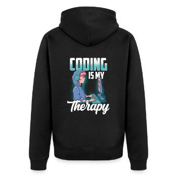 La programmation est mon code de codage de codeur de thérapie - Veste à capuche bio Premium Unisexe - noir - Dos - Nico (187cm)
