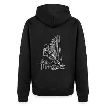 Harfe Oneline Art - Harfe Musikerin Harfe - Unisex Premium Bio Zip Hoodie - Schwarz - Hinten - Nico (187cm)