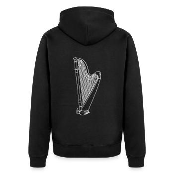 Harfe Oneline Art - Harfe Musikerin Harfe - Unisex Premium Bio Zip Hoodie - Schwarz - Hinten - Nico (187cm)