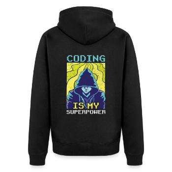 Le codage est mon programmeur codeur superpuissant - Veste à capuche bio Premium Unisexe - noir - Dos - Nico (187cm)