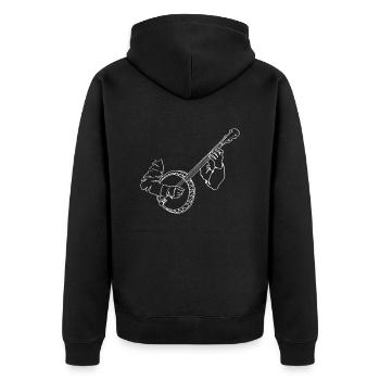 Banjo Oneline Art - Banjo Bluegrass Banjo Spieler - Unisex Premium Bio Zip Hoodie - Schwarz - Hinten - Nico (187cm)