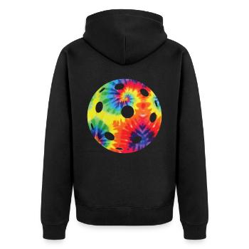 Pickleball Tie Dye Retro 80s 90s - Unisex Premium Organic Zip Hoodie - black - Back - Nico (187cm)