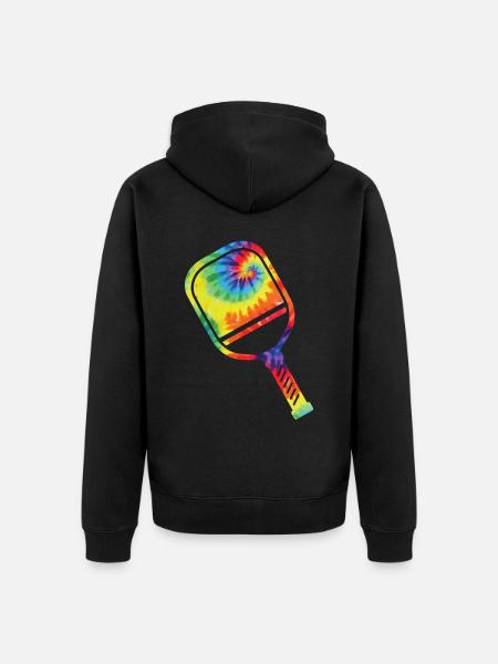 Pickleball Paddle Tie Dye Retro - Unisex Premium Organic Zip Hoodie - black