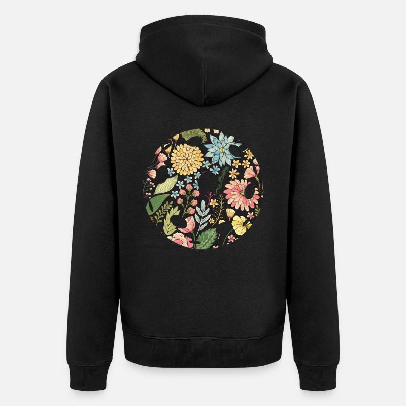 Fleur de pickleball Floral - Veste à capuche bio Premium Unisexe - noir