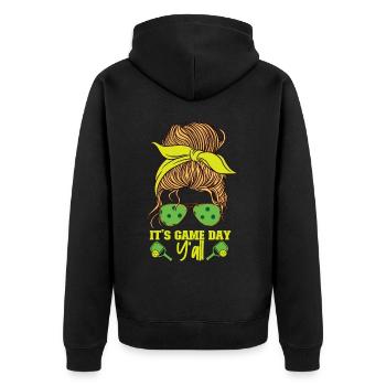 Pickleball Cute Girl Ladies - Unisex Premium Bio Zip Hoodie - Schwarz - Hinten - Nico (187cm)