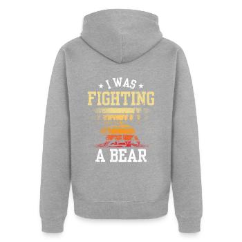 Ich Habe Mit Einem Bären Gekämpft Erholung Patient - Unisex Premium Bio Zip Hoodie - Grau meliert - Hinten - Nico (187cm)