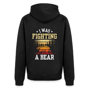 Ich Habe Mit Einem Bären Gekämpft Erholung Patient - Unisex Premium Bio Zip Hoodie - Schwarz - Hinten - Nico (187cm)