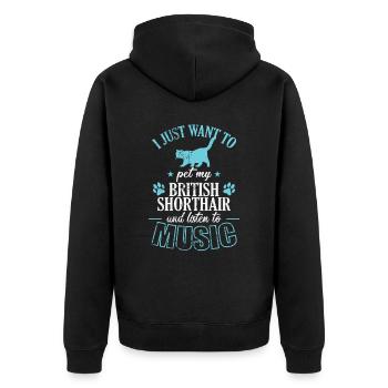 Caresser mon British Shorthair et écouter de la musique - Veste à capuche bio Premium Unisexe - noir - Dos - Nico (187cm)