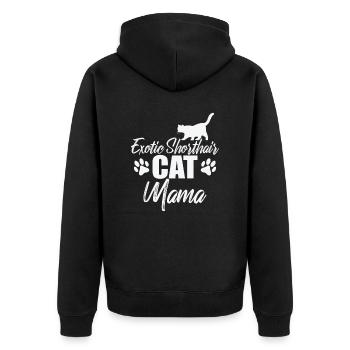 Exotic Shorthair Cat Mama British Cat - Unisex Premium Organic Zip Hoodie - black - Back - Nico (187cm)