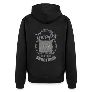 Don't need Therapy need my British Shorthair - Unisex Premium Organic Zip Hoodie - black - Back - Nico (187cm)