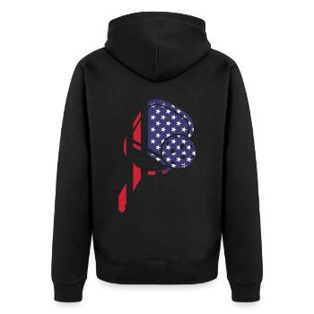 Pickleball Paddle American Flag - Unisex Premium Organic Zip Hoodie - black - Back - Nico (187cm)