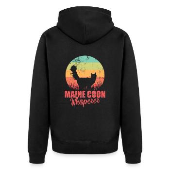 Maine Coon Whisperer Cat Pet Cat - Unisex Premium Organic Zip Hoodie - black - Back - Nico (187cm)