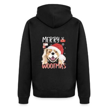 King Charles Spaniel Merry Christmas - Unisex Premium Organic Zip Hoodie - black - Back - Nico (187cm)
