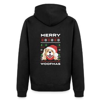 King Charles Spaniel Merry Christmas - Unisex Premium Organic Zip Hoodie - black - Back - Nico (187cm)