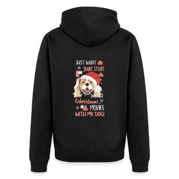 King Charles Spaniel Merry Christmas - Unisex Premium Organic Zip Hoodie - black - Back - Nico (187cm)