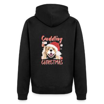 King Charles Spaniel Merry Christmas - Unisex Premium Organic Zip Hoodie - black - Back - Nico (187cm)