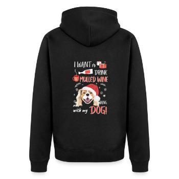 King Charles Spaniel Vin chaud Noël - Veste à capuche bio Premium Unisexe - noir - Dos - Nico (187cm)
