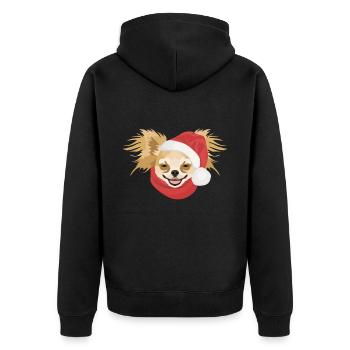 Chihuahua Merry Christmas - Unisex Premium Organic Zip Hoodie - black - Back - Nico (187cm)