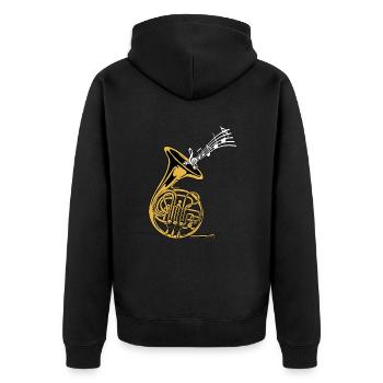 Fanfare Train Tuba Partitions musicales - Veste à capuche bio Premium Unisexe - noir - Dos - Nico (187cm)