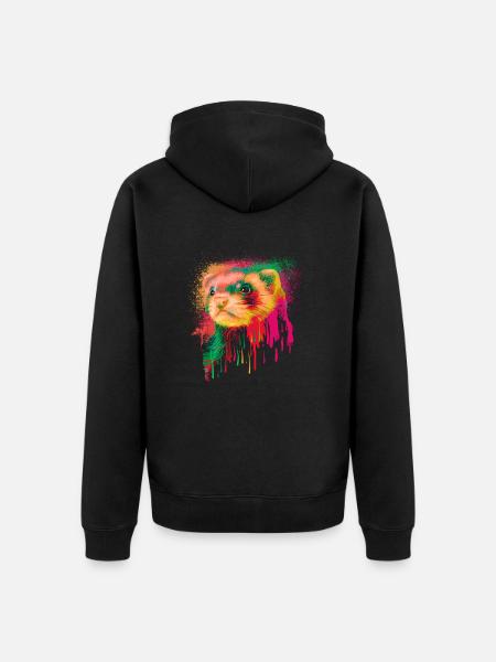 Frettchen Iltis Wasserkunst - Unisex Premium Bio Zip Hoodie - Schwarz