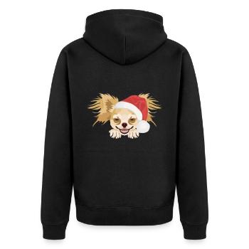 Chihuahua Frohe Weihnachten - Unisex Premium Bio Zip Hoodie - Schwarz - Hinten - Nico (187cm)