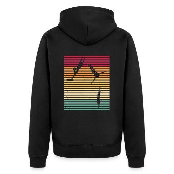Turmspringen Turmspringer - Unisex Premium Bio Zip Hoodie - Schwarz - Hinten - Nico (187cm)