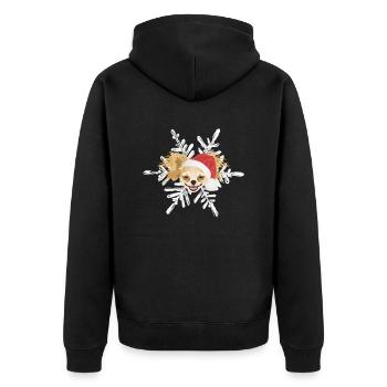 Chihuahua Frohe Weihnachten - Unisex Premium Bio Zip Hoodie - Schwarz - Hinten - Nico (187cm)