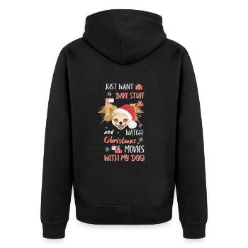 Chihuahua Joyeux Noël - Veste à capuche bio Premium Unisexe - noir - Dos - Nico (187cm)
